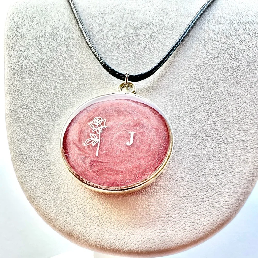 Handmade Initial Resin Pendant Necklace | Resin Pendant | Resin Jewelry
